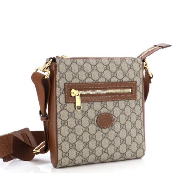 Gucci Interlocking GG Patch Zip Messenger Crossbody Bag Unisex - Picture 2 of 13